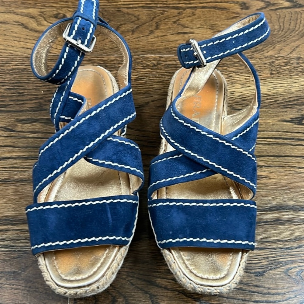 Prada Crisscross Suede Espadrille Sandals Size 36 1/2 (6.5) - Picture 1 of 8